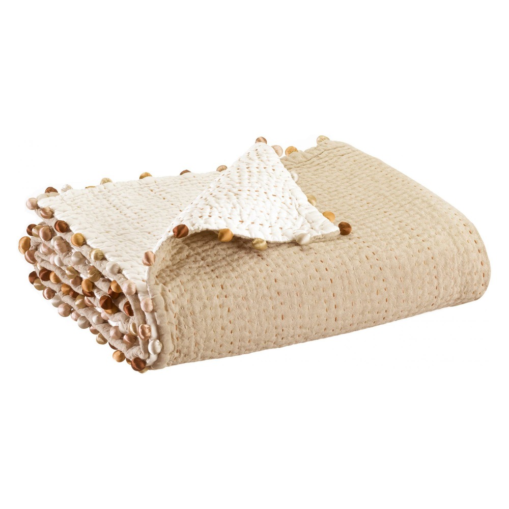 Plaid uni gastounet sienne 140 x 200 cm