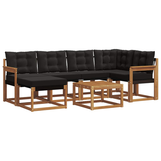 Ensemble de canapés d'extérieur 7 pcs naturel et noir