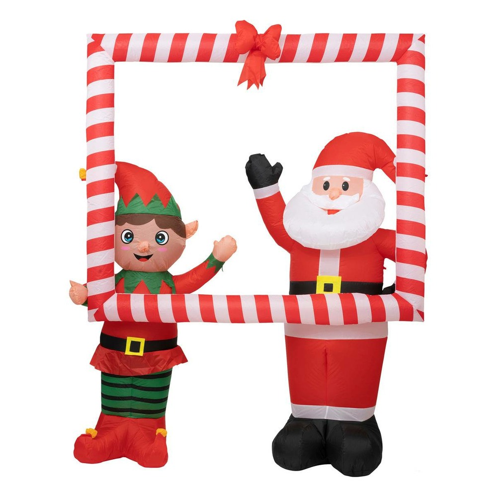 Cadre père noël et lutin gonflable h. 180cm