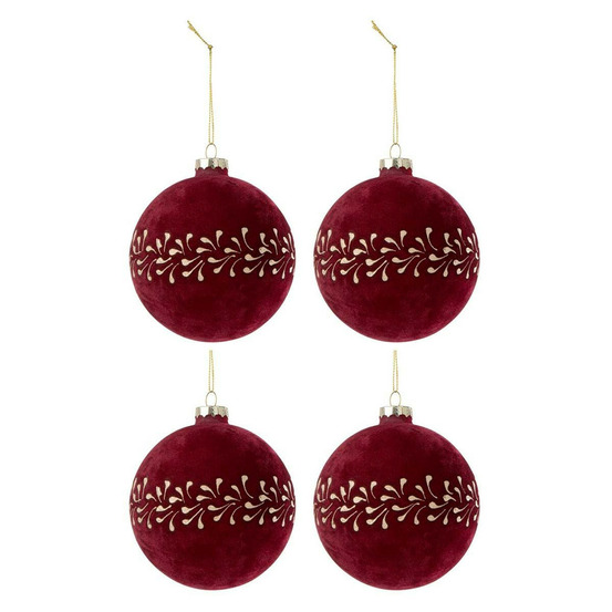Lot de 4 boules de noël velours