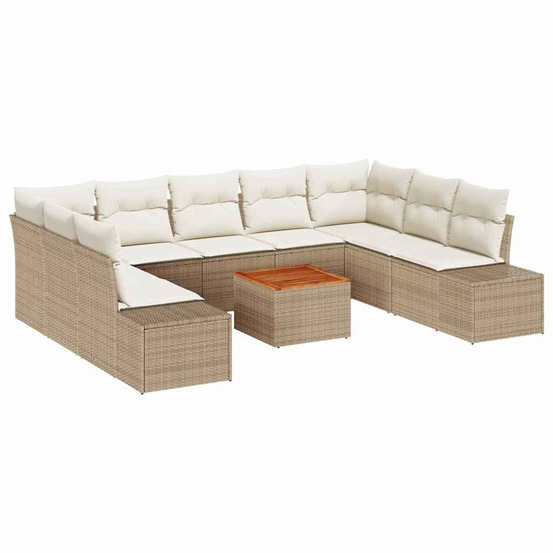 Ensemble de canapé de jardin 10 pcs beige et blanc