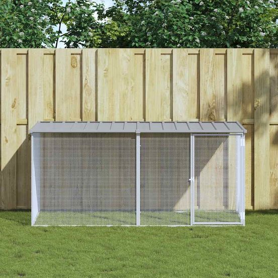 Enclos à poules 203 cm en acier galvanisé avec toit de protection gris