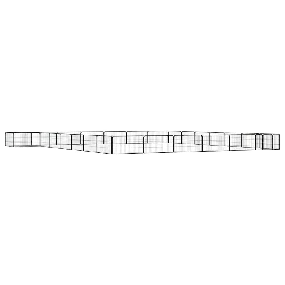 Enclos chien 28 panneaux acier avec toit pour jardin extérieur noir 100x50cm
