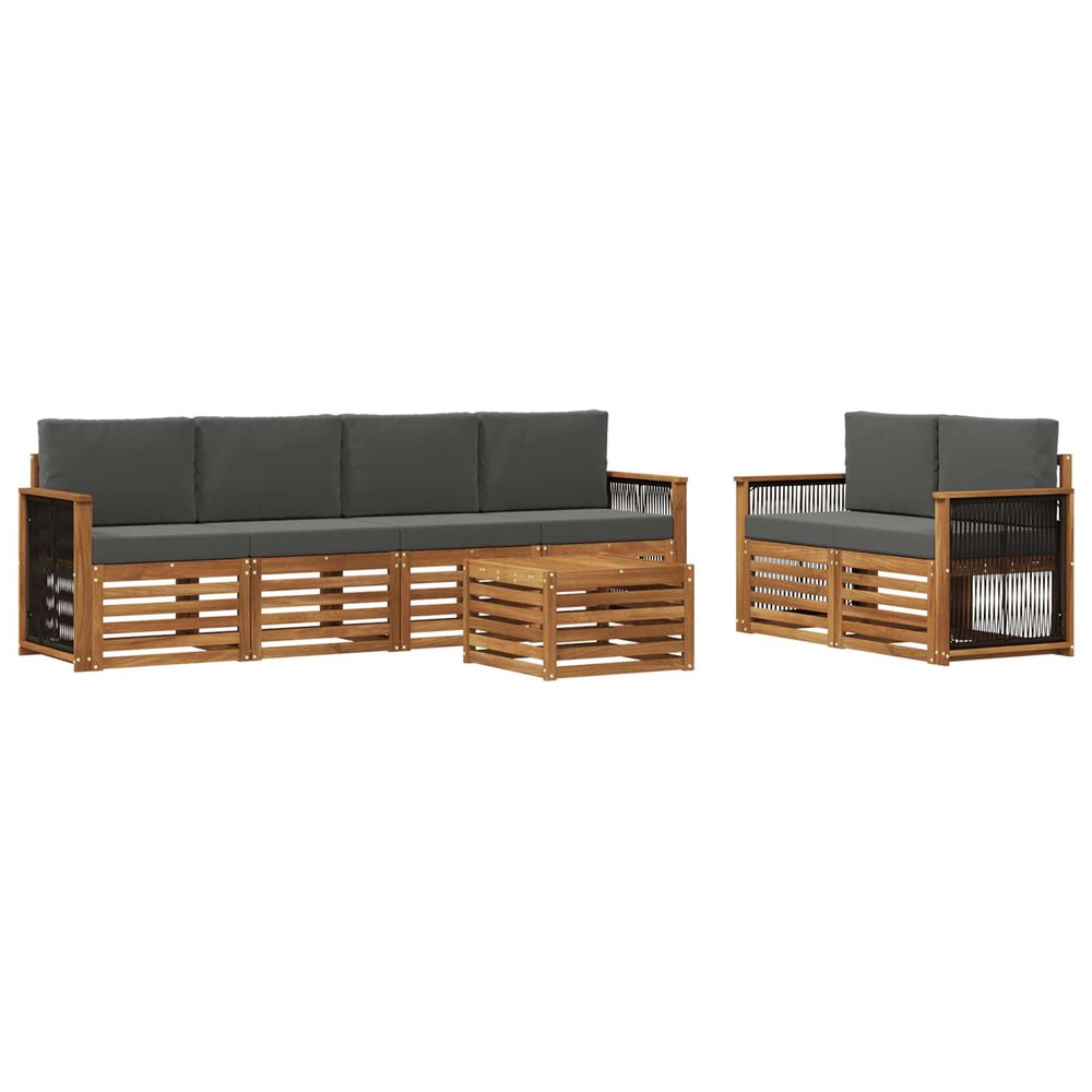 Ensemble de canapés d'extérieur 7 pc naturel et anthracite