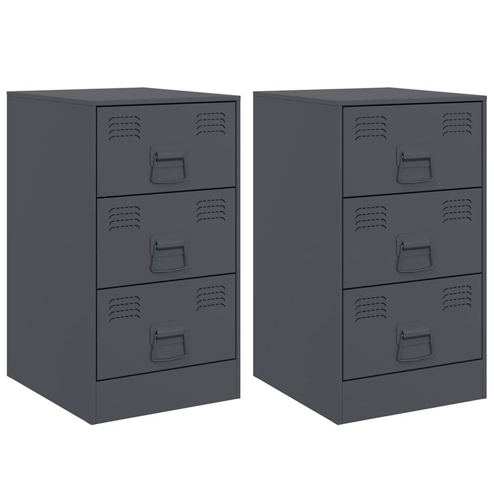 Tables de chevet 2 pcs anthracite 34,5x39x62 cm acier
