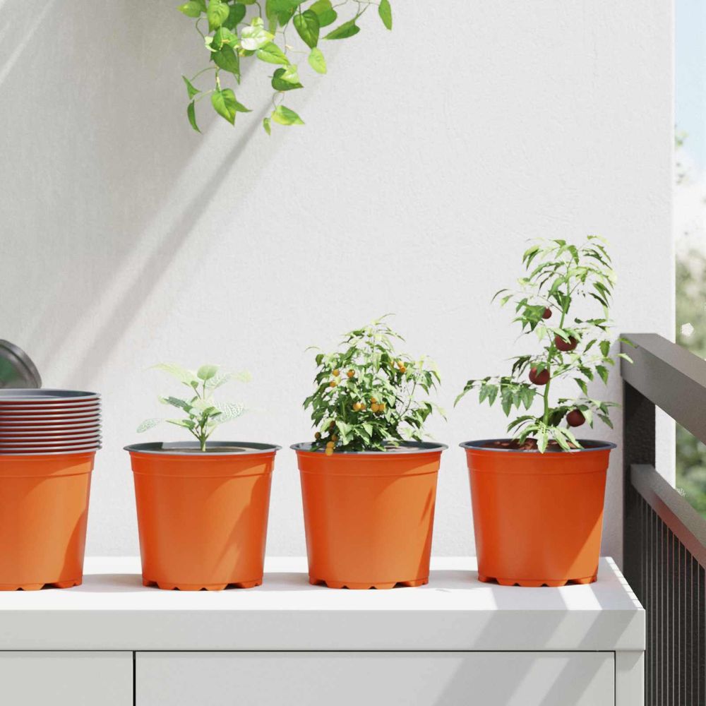 Lot de 200 pots de fleurs plastique pour plantes de jardin avec drainage 15x13 cm terre cuite