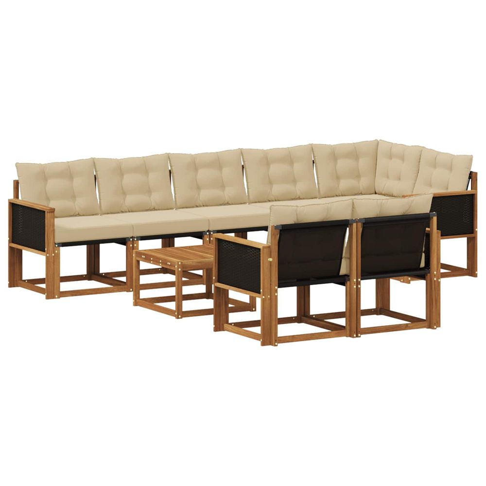 Ensemble de canapés d'extérieur 9 pc naturel et beige