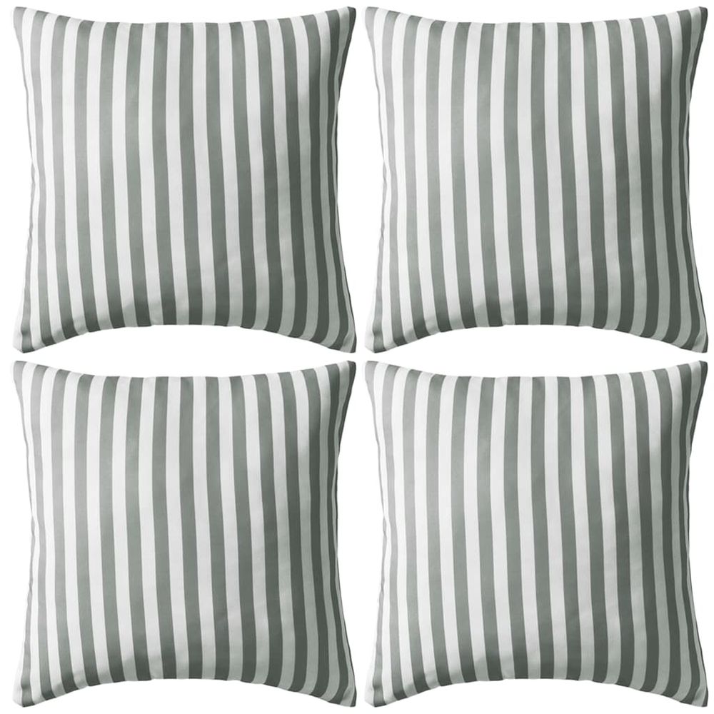 Oreiller d'extérieur lot de 4 impression rayure 45 x 45 cm gris