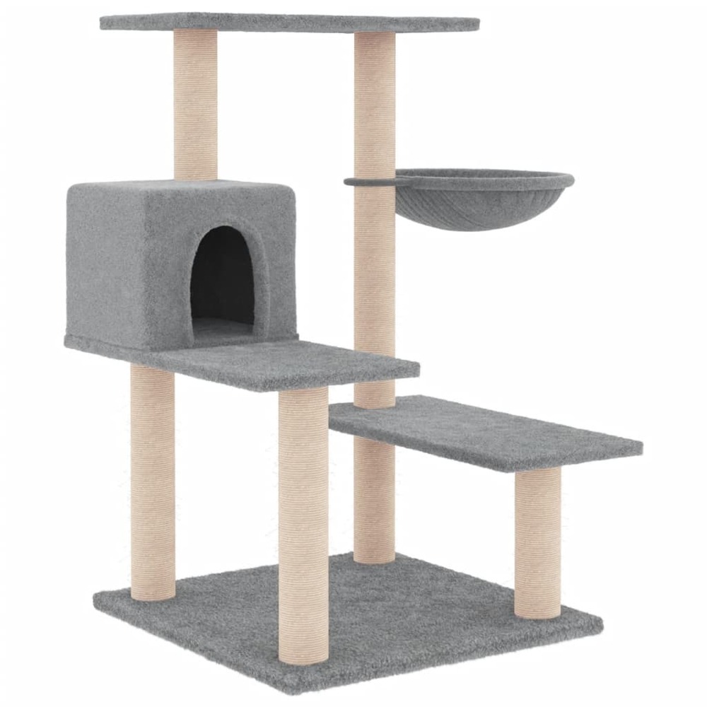 Arbre à chat meuble tour grimper jouet grattage grattoir escalade plateforme avec griffoirs en sisal clair 82,5 cm gris 02_00