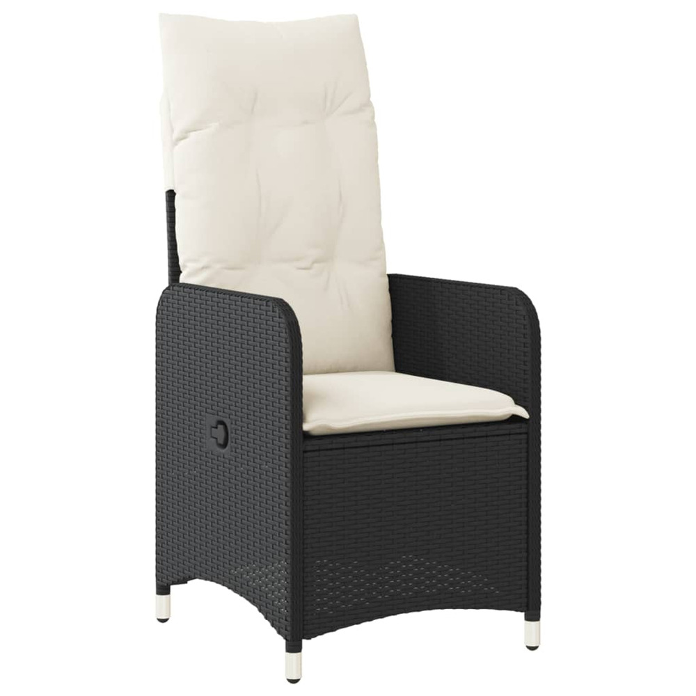 Chaise inclinable de jardin avec coussins noir résine tressée