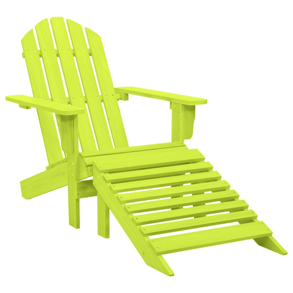 Chaise de jardin adirondack avec pouf bois de sapin solide vert