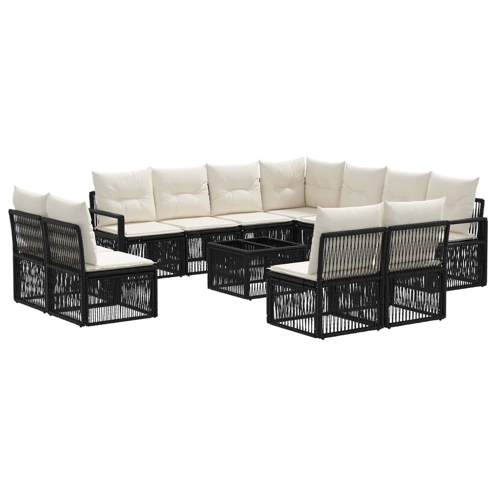Ensemble de canapé de jardin 12 pc noir polyrotin