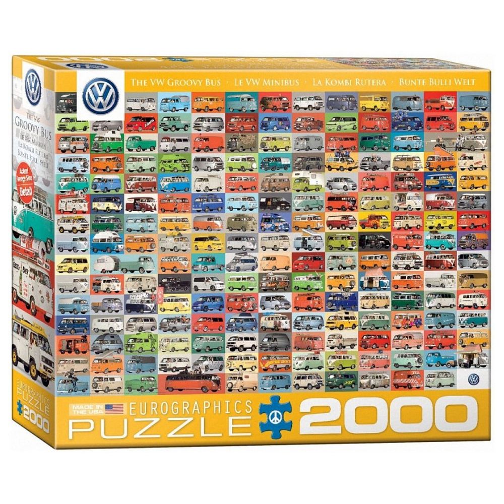 Puzzle volkswagon groovy bus collage 2000 pieces