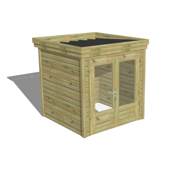 Abri de jardin bois pin traité autoclave 27mm - 2,14x2,14m / 5m2 - bac acier - abri français