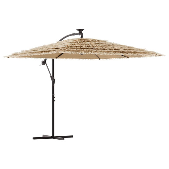 Parasol de jardin avec led et mât en acier marron 246x246x230cm