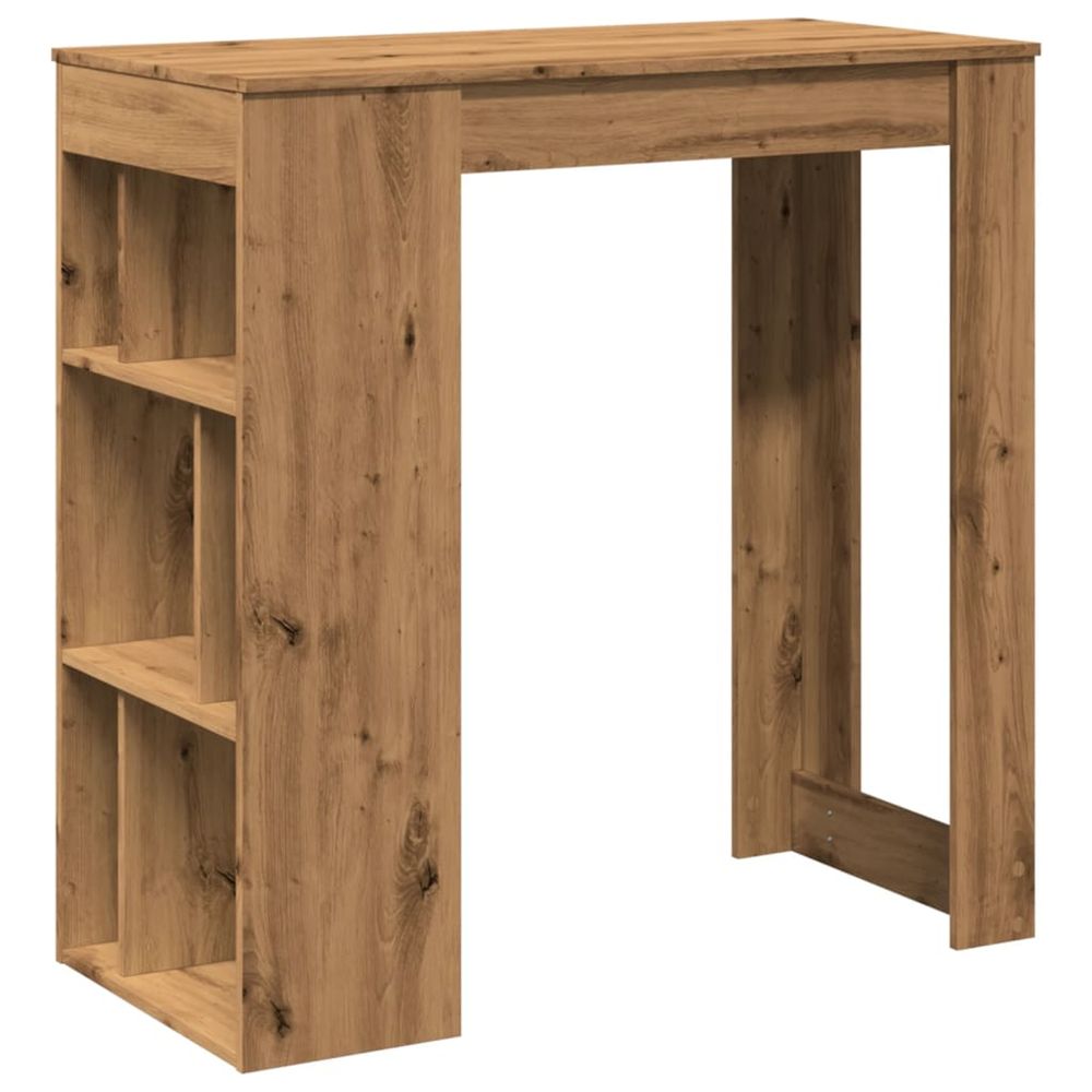 Table de bar avec étagères chêne artisanal bois d'ingénierie