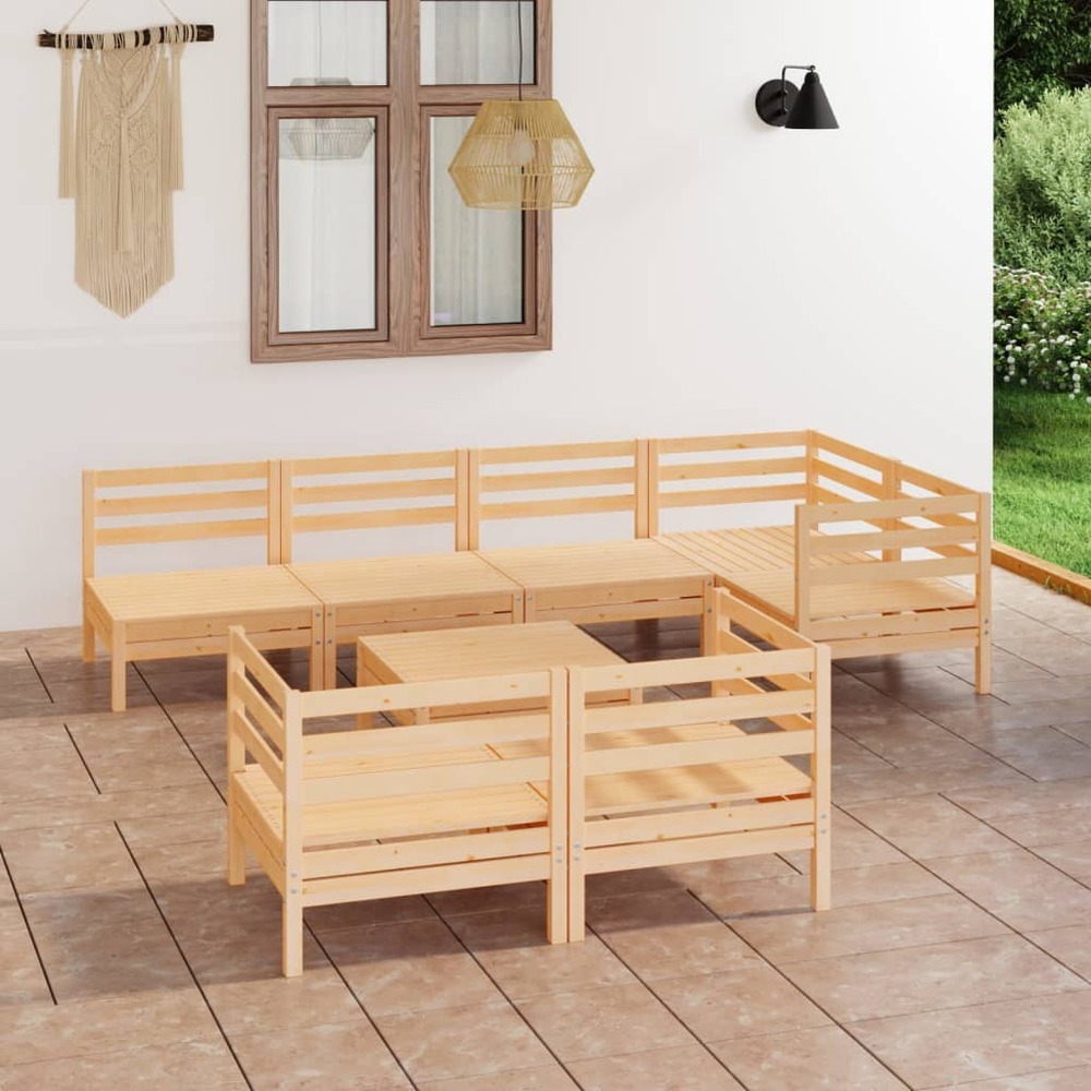 Salon de jardin 8 pcs bois de pin massif