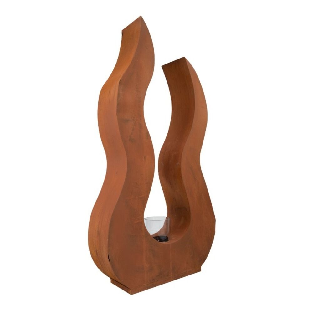 Déco jardin flamme métal rouillé - rouille 115 cm