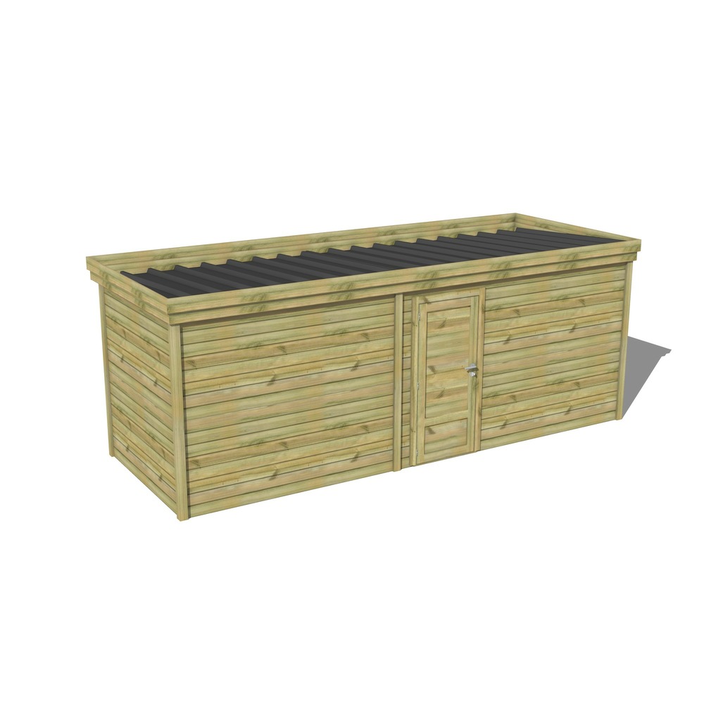 Abri de jardin bois pin traité autoclave 27mm - 6,49x2,14m / 14m2 - bac acier - abri français