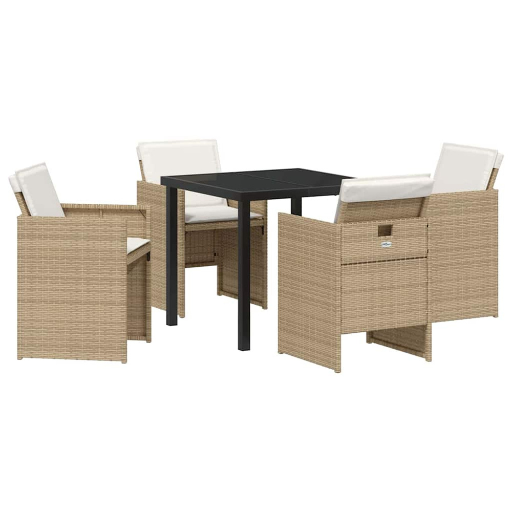 Ensemble de salle à manger pour jardin 5 pcs beige poly rotin