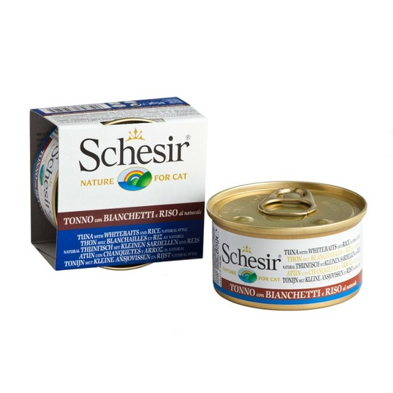 Pâtée, naturel filet de thon/blanchailles/riz chat (boite 85g)- schesir 85 g