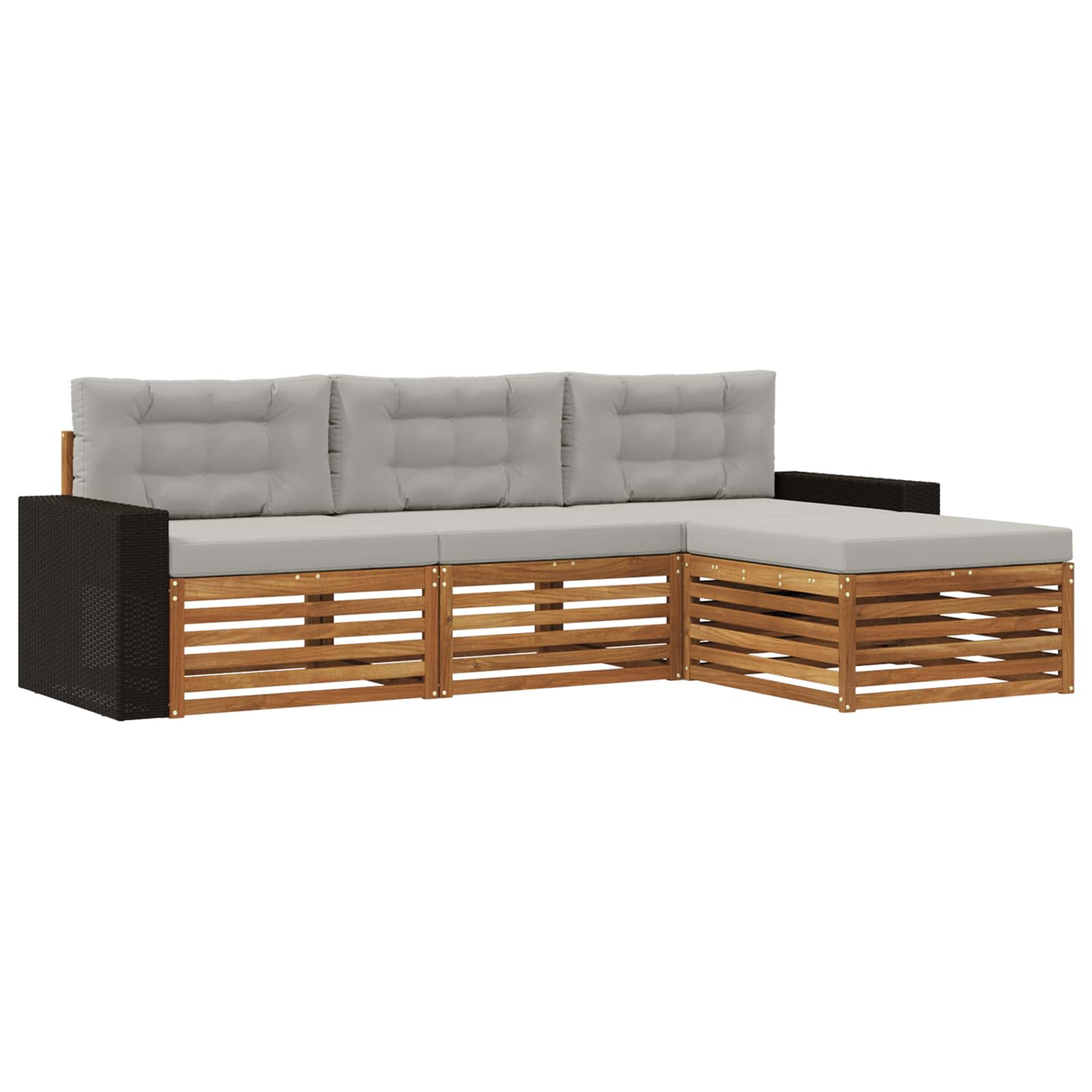 Ensemble de canapés d'extérieur 4 pcs naturel et gris clair