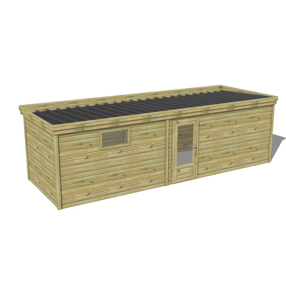 Abri de jardin bois pin traité autoclave 27mm - 7,695x2,64m / 20m2 - bac acier - abri français