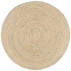Tapis fait à la main jute avec design de spirale blanc 90 cm