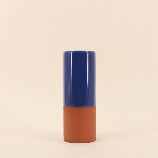 Vase tube en céramique bicolore 25cm