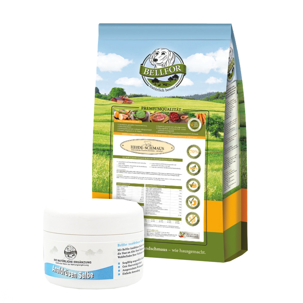 Ensemble de nourriture pour chiens de taille moyenne souffrant d'une inflammation des glandes anales