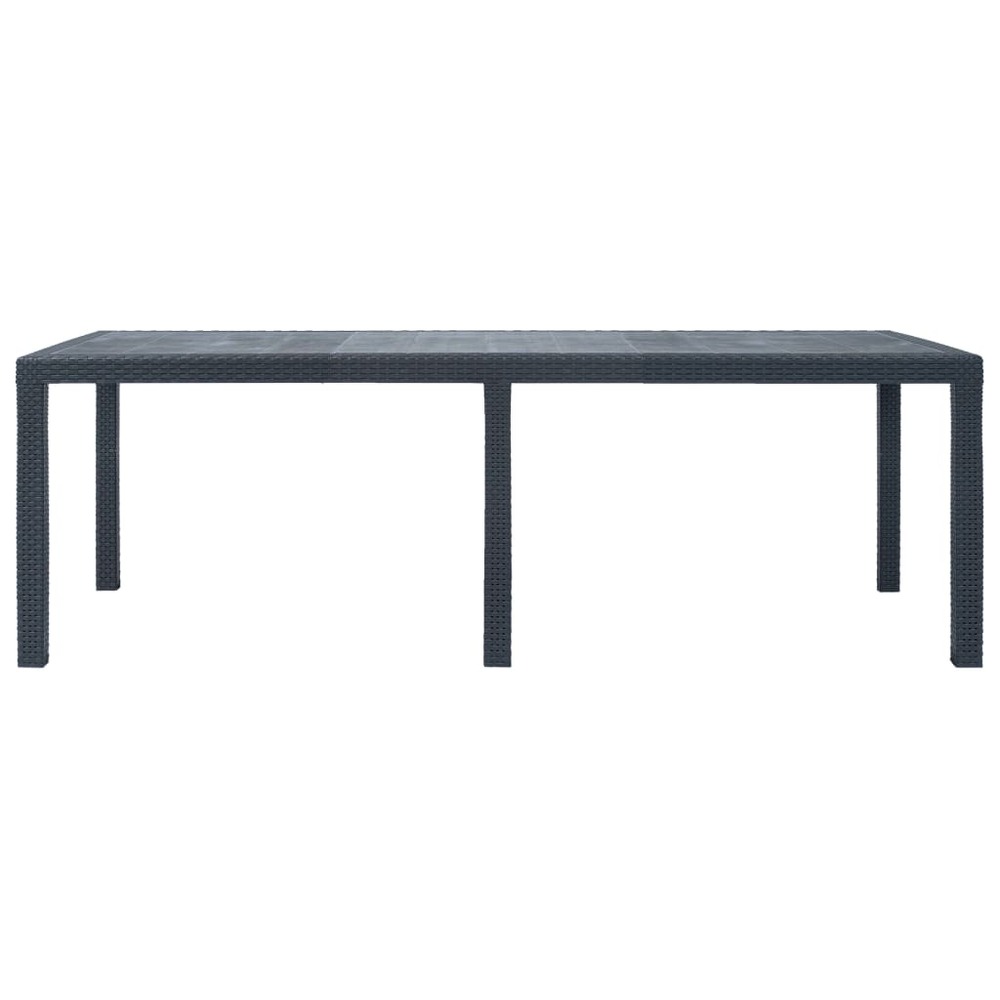 Table de jardin anthracite 220x90x72 cm plastique aspect rotin