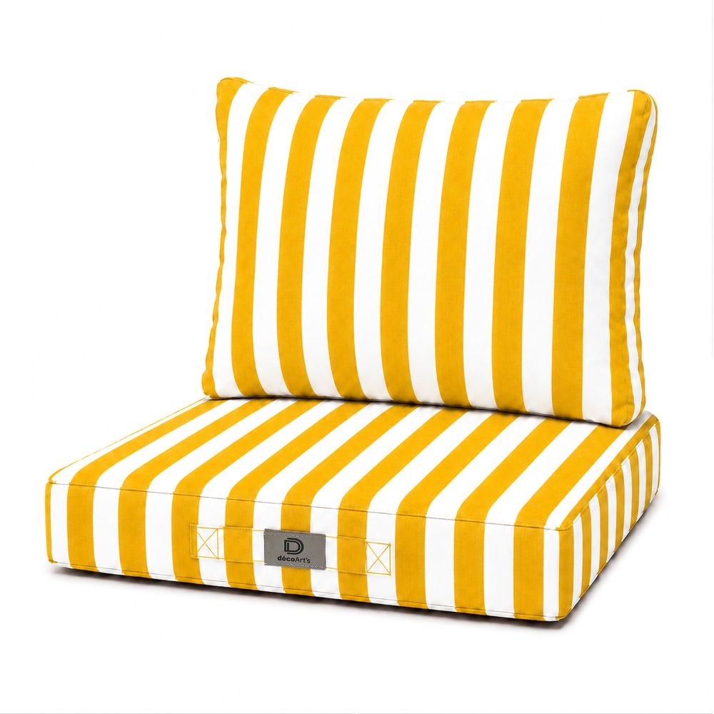 Coussins chaise jardin assise + dossier 40x40cm rayure jaune