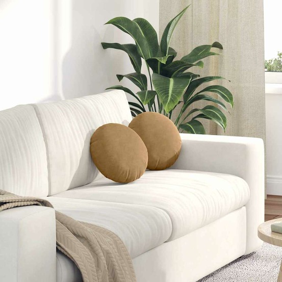 Coussins de siège 2 pcs marron ø30 x 13 cm velours