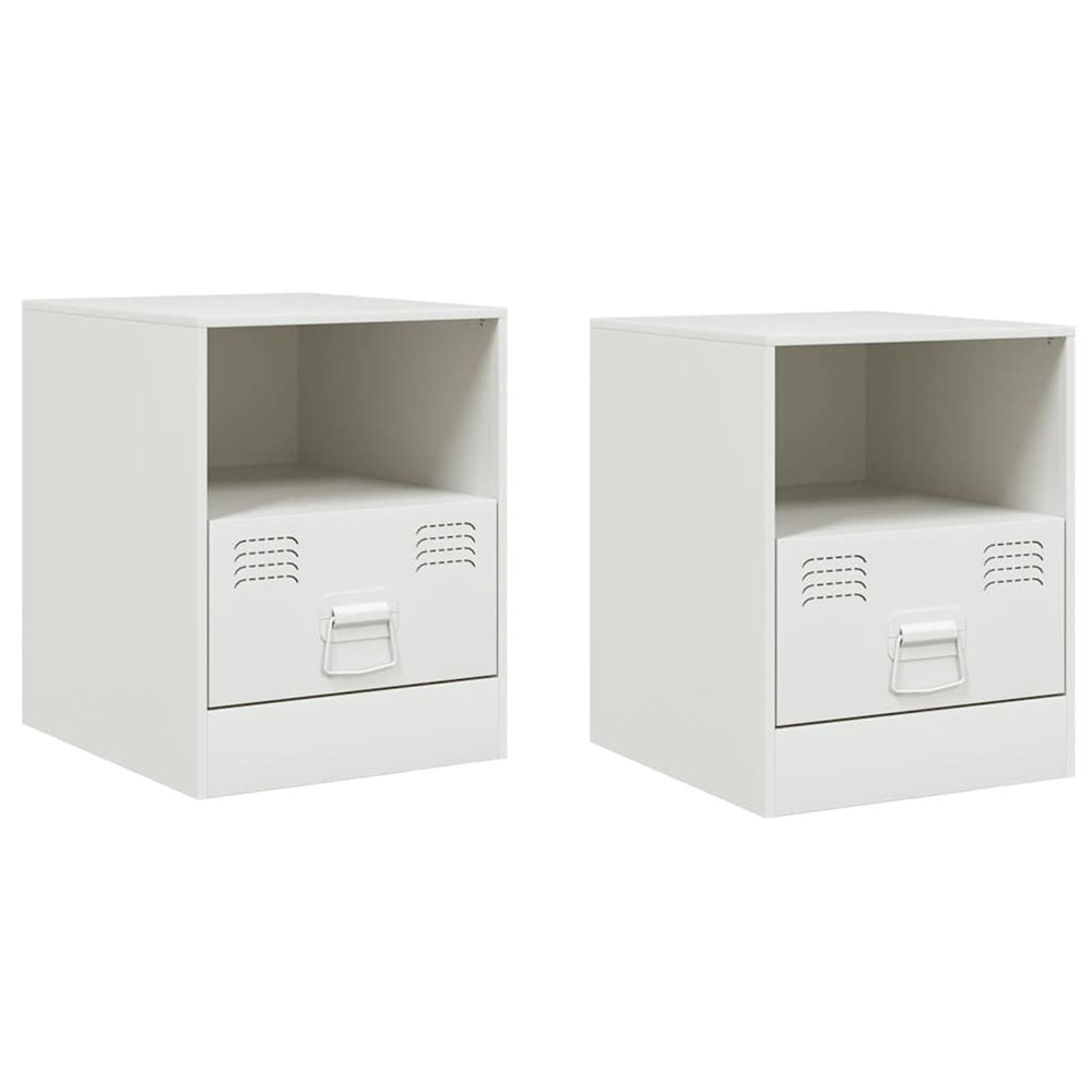 Tables de chevet 2 pcs blanc 34,5x39x44 cm acier