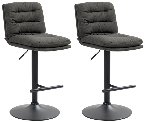 Lot de 2 tabourets de bar damar tissu noir