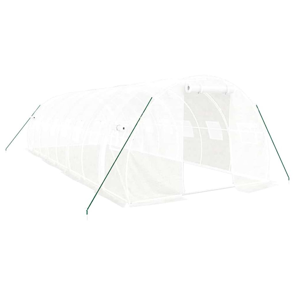 Serre avec cadre en acier blanc 24 m² 8x3x2 m