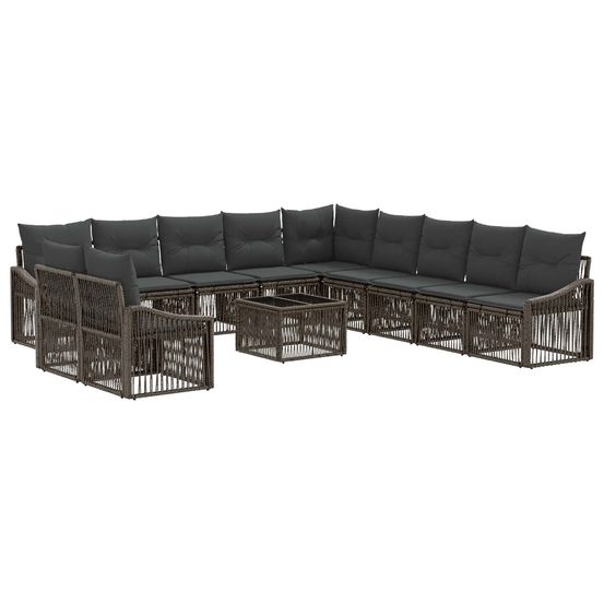 Ensemble de canapé de jardin 12 pc gris polyrotin