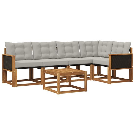 Ensemble de canapés d'extérieur 6 pc naturel et gris clair