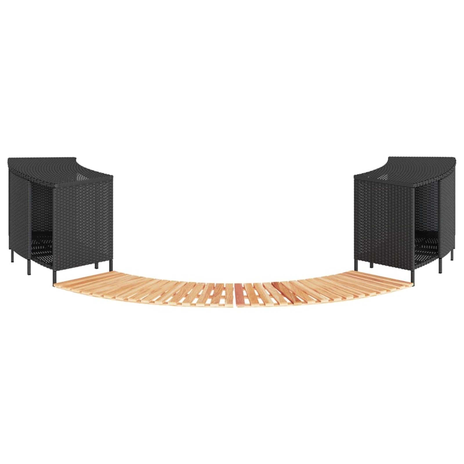 Cadre de bain à remous noir résine tressée bois massif d'acacia