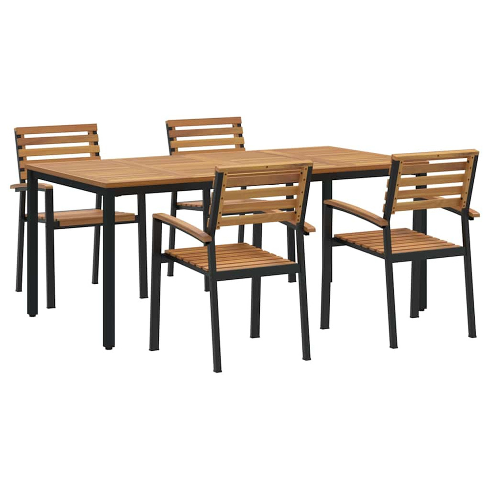 Ensemble de salle à manger pour jardin 5 pcs noir