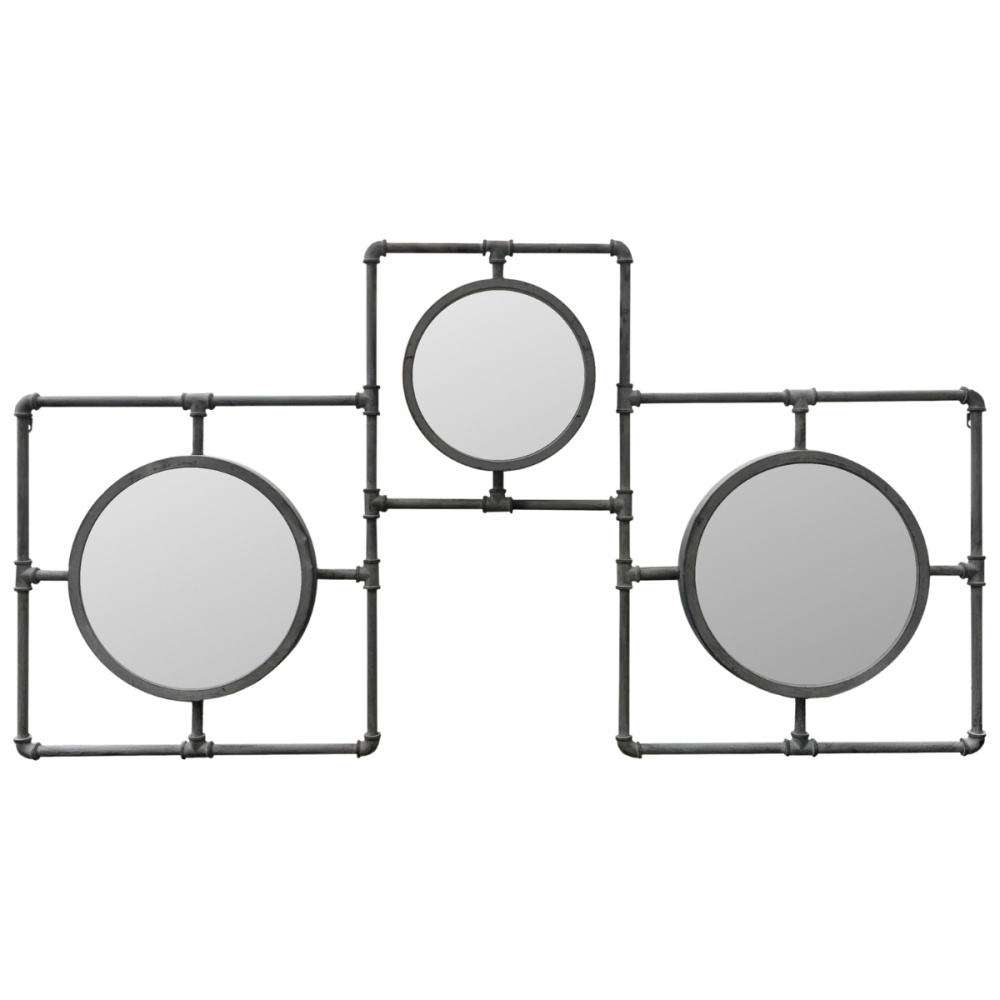Miroirs vintage industriel mural métal gris 160 x 86 cm