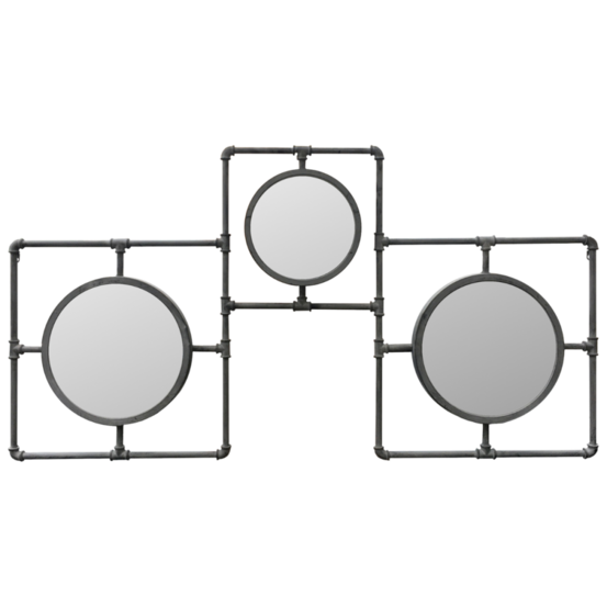 Miroirs vintage industriel mural métal gris 160 x 86 cm