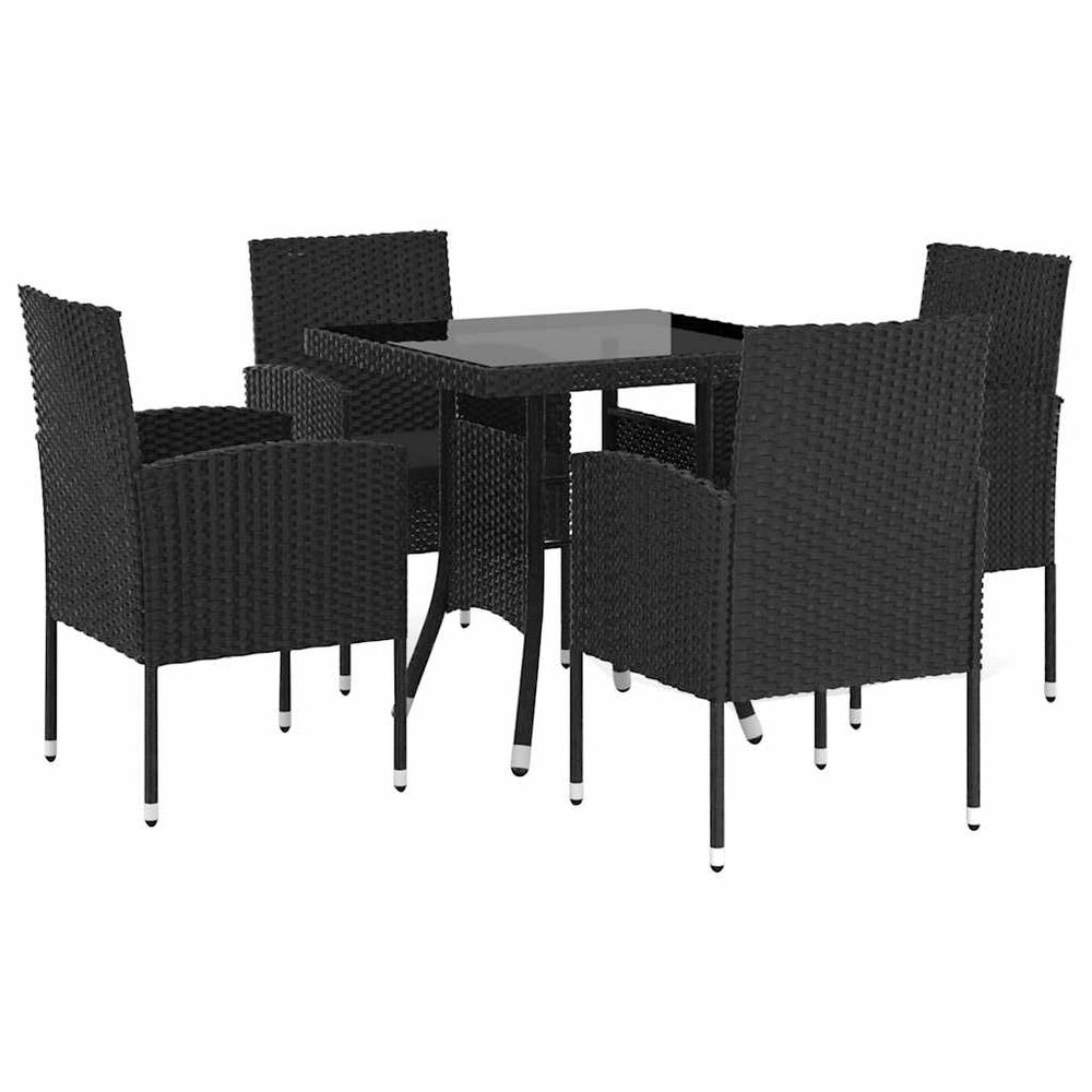 Ensemble à manger de jardin 5 pcs résine tressée noir