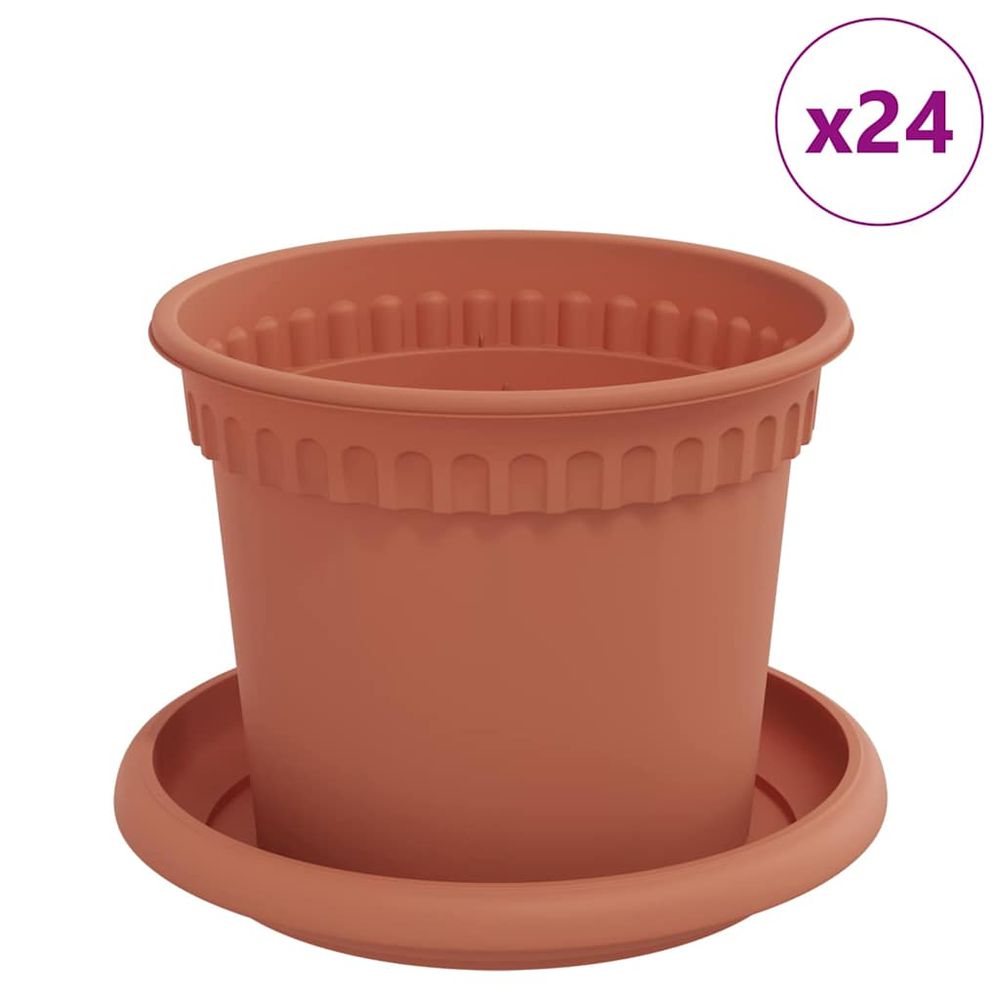 Pots de plantes 24 pc rouge brique plastique