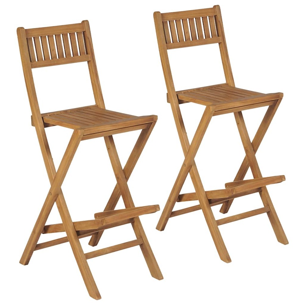 Tabourets pliables de bar d'extérieur lot de 2 bois teck solide