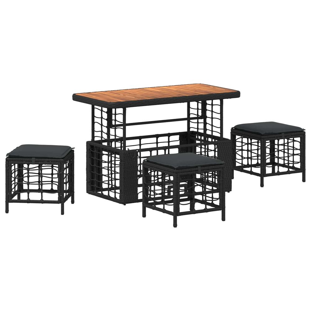 Ensemble de salle à manger pour jardin 4 pc noir et gris