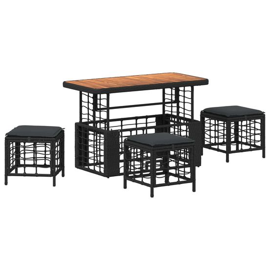 Ensemble de salle à manger pour jardin 4 pc noir et gris