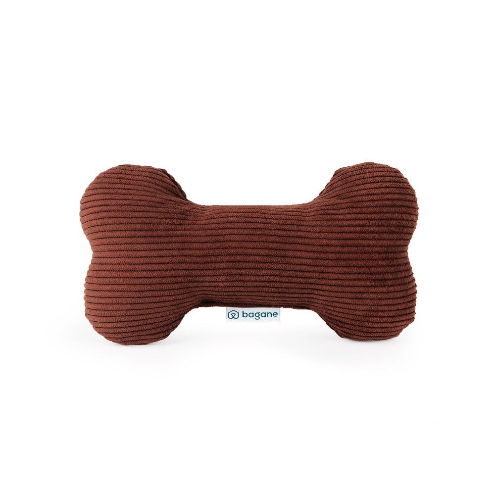 Bastille - jouet os pour chien en velours côtelé upcyclé rouille, 20x12x6cm