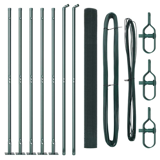 Clôture avec poteaux vert 1.5 x 10 m acier