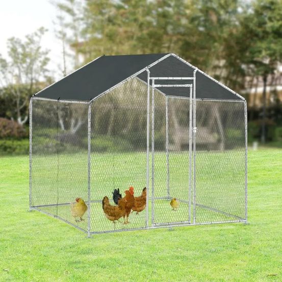 Enclos pour volailles 2x2x2m - 4m² en tube galvanisé et toile pe imperméable